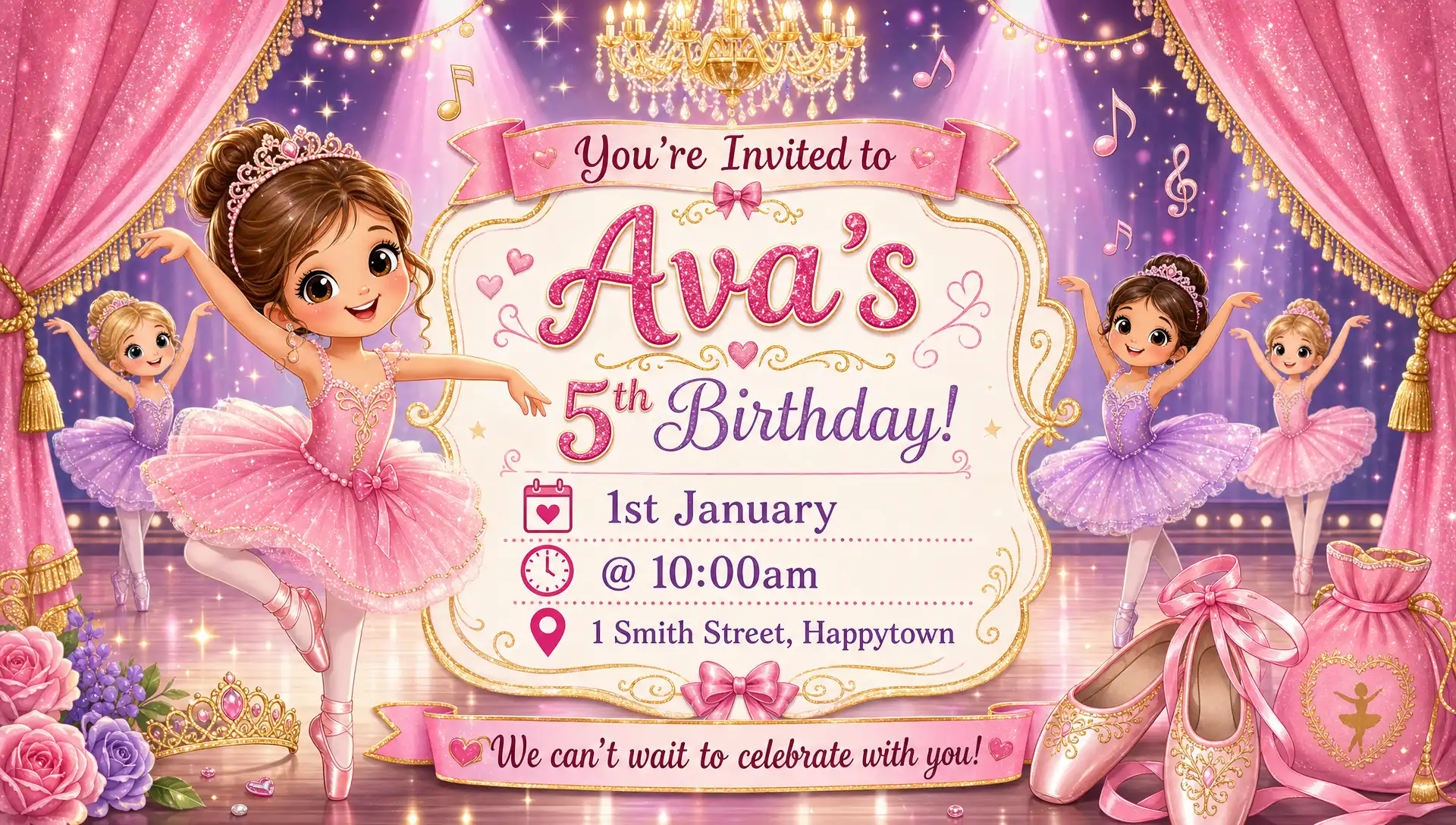 Ballerina theme invitation