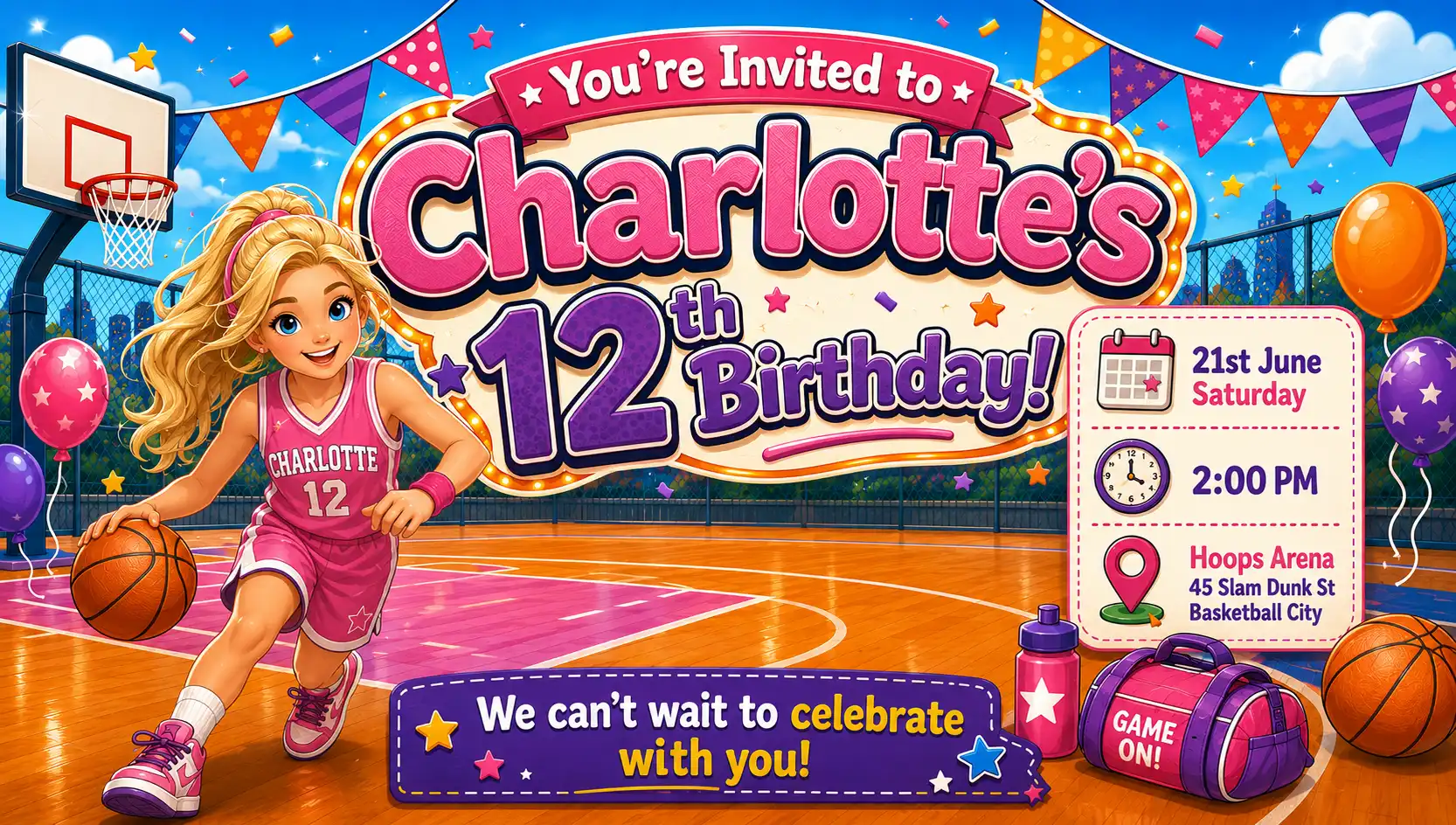 Basketball theme invitation