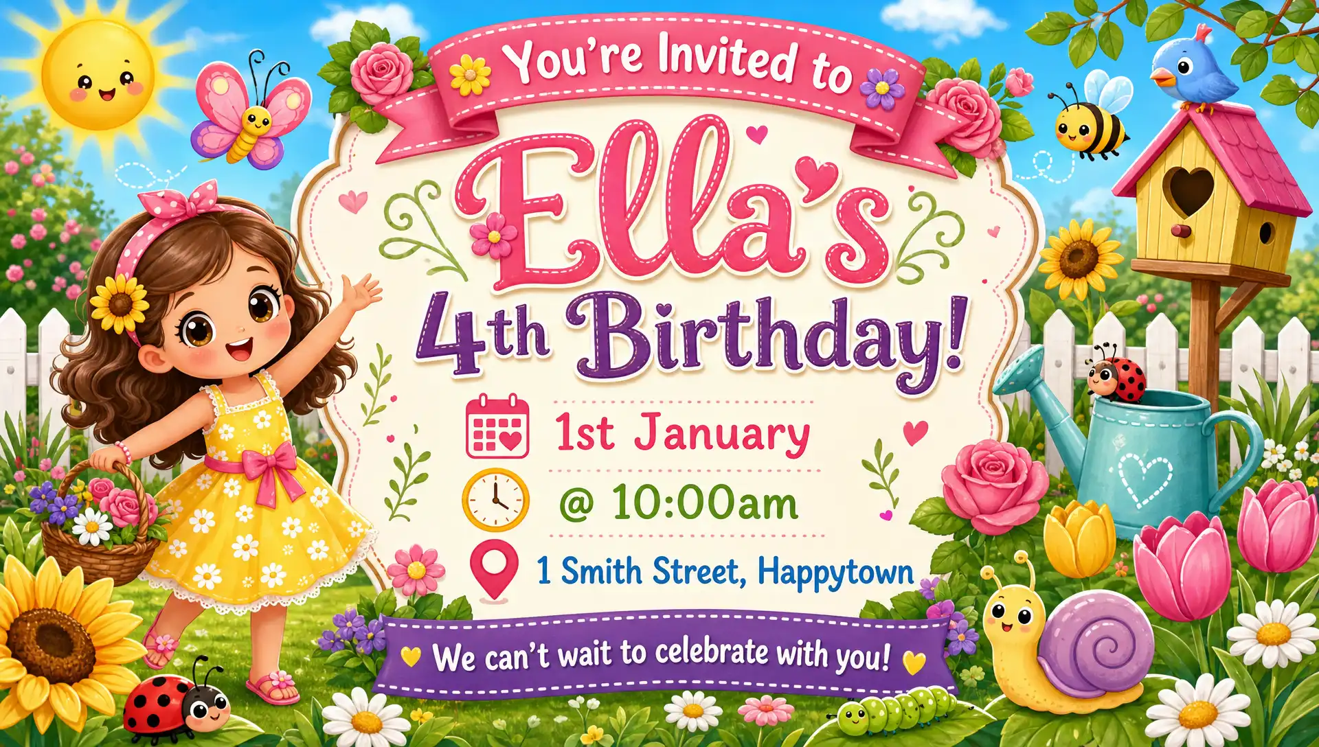 Garden Party theme invitation