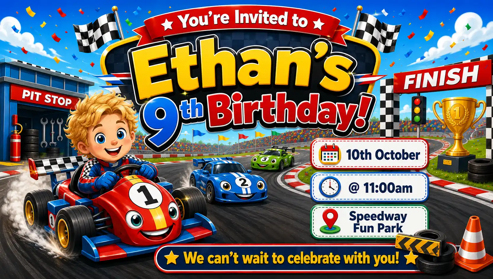Racing theme invitation