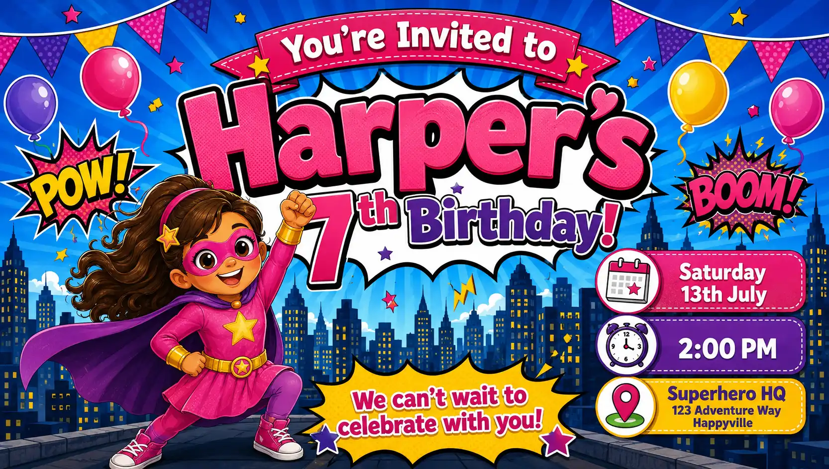Superhero theme invitation