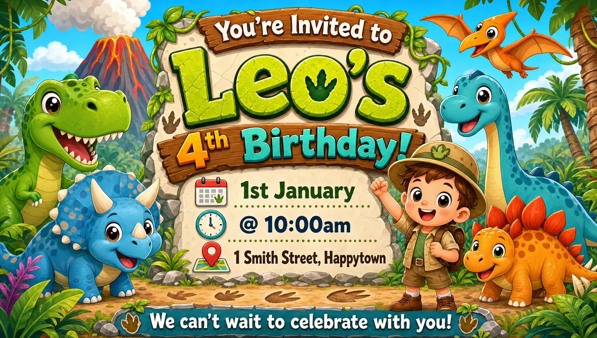 Dinosaurs theme invitation