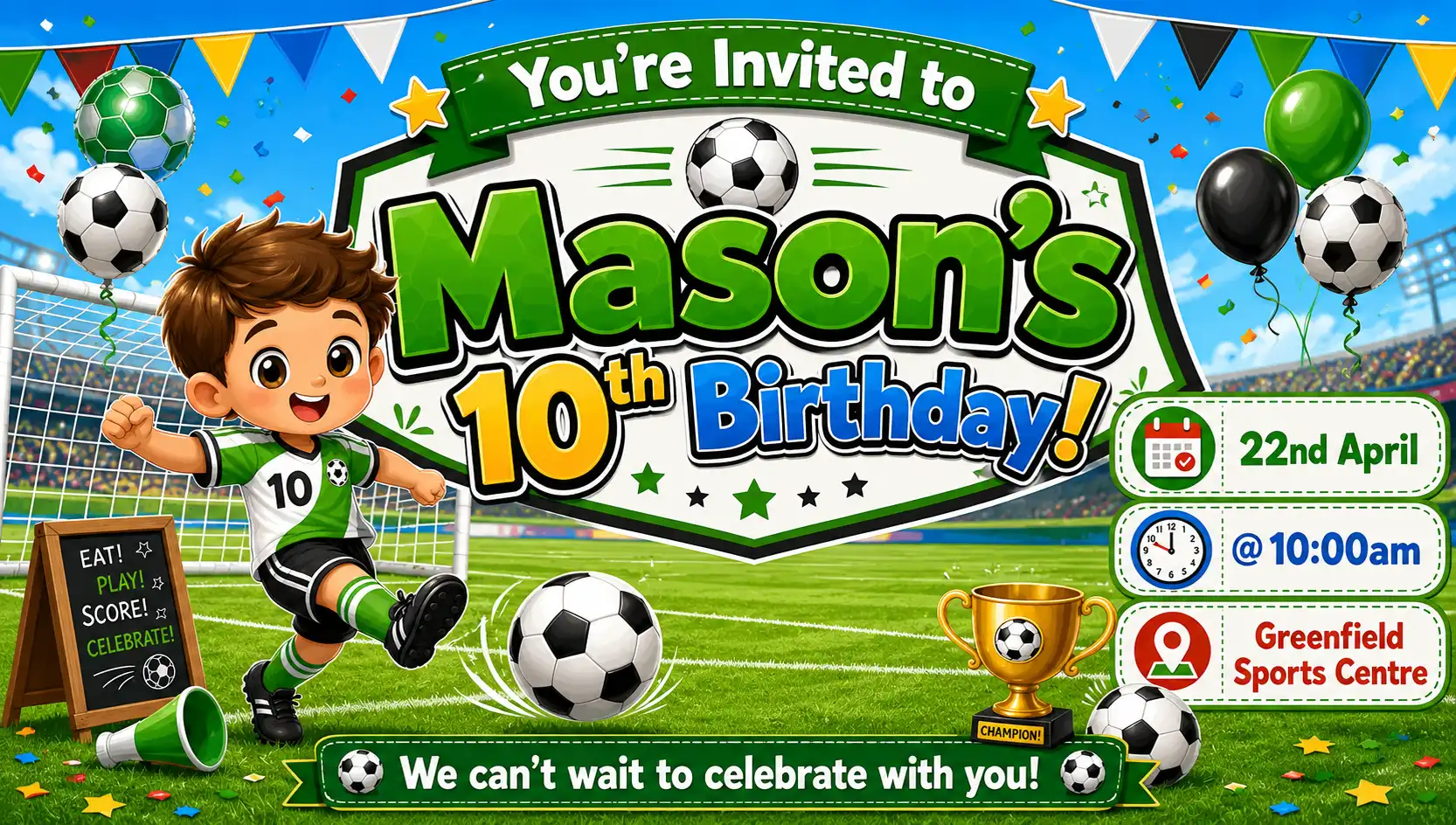 Soccer theme invitation
