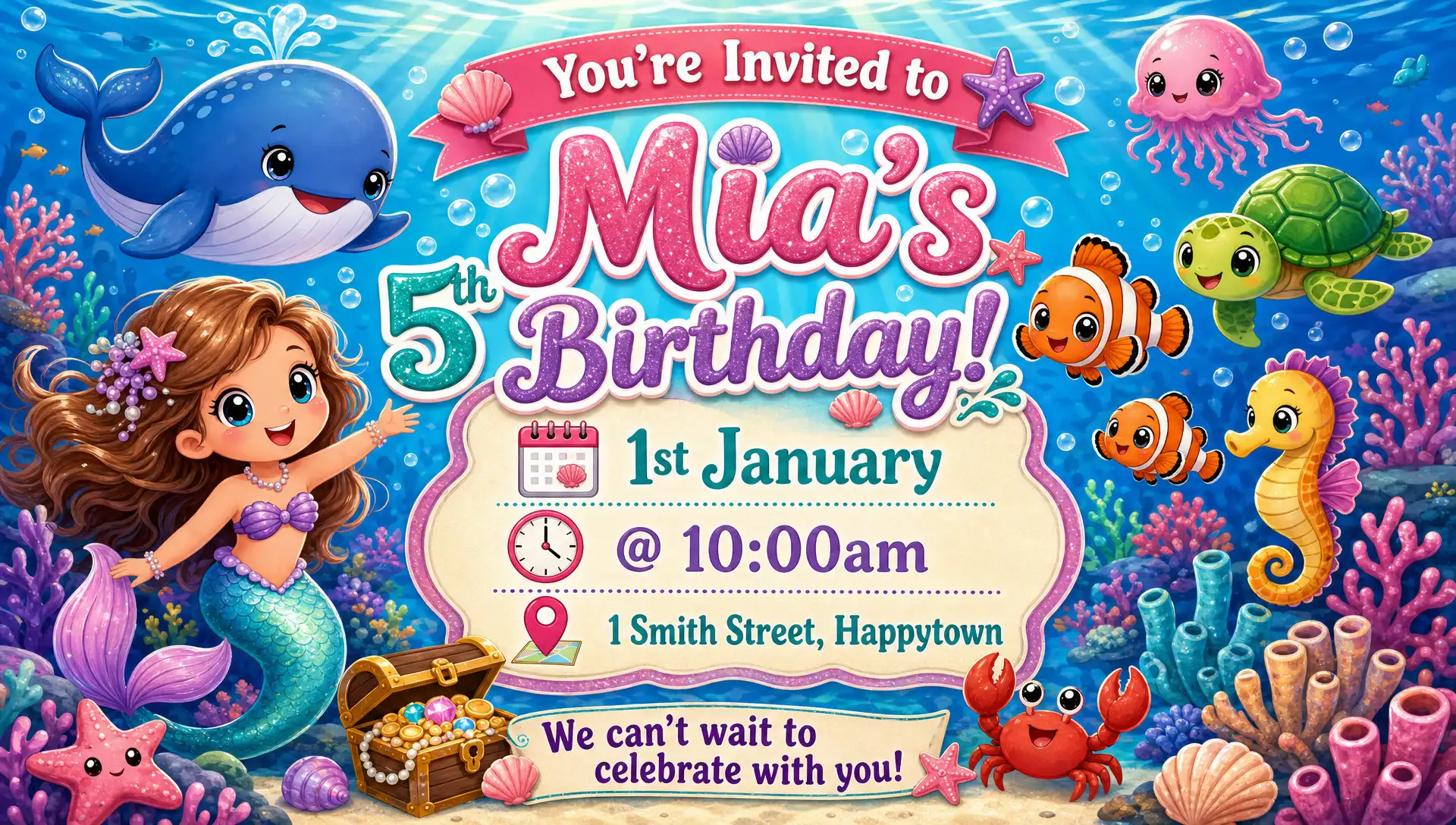 Under the Sea theme invitation