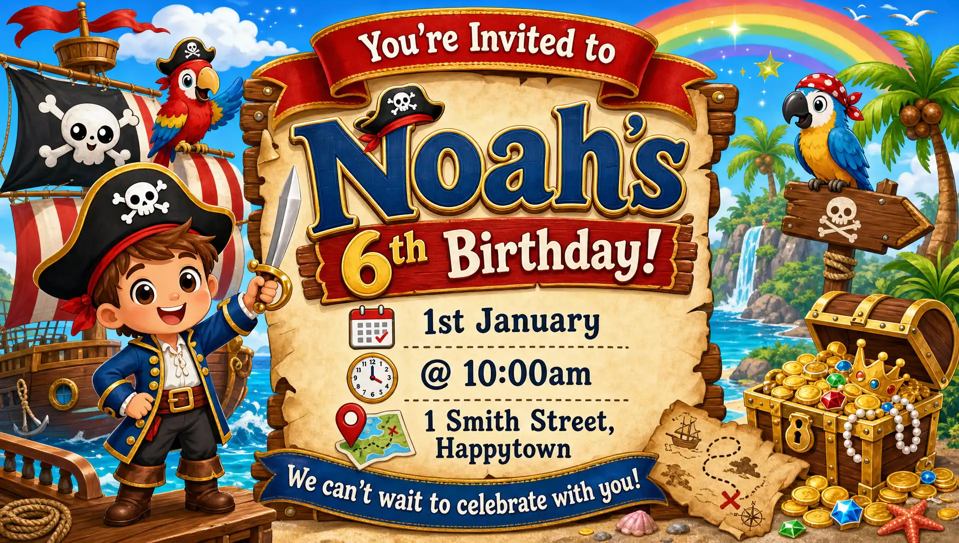 Pirates theme invitation