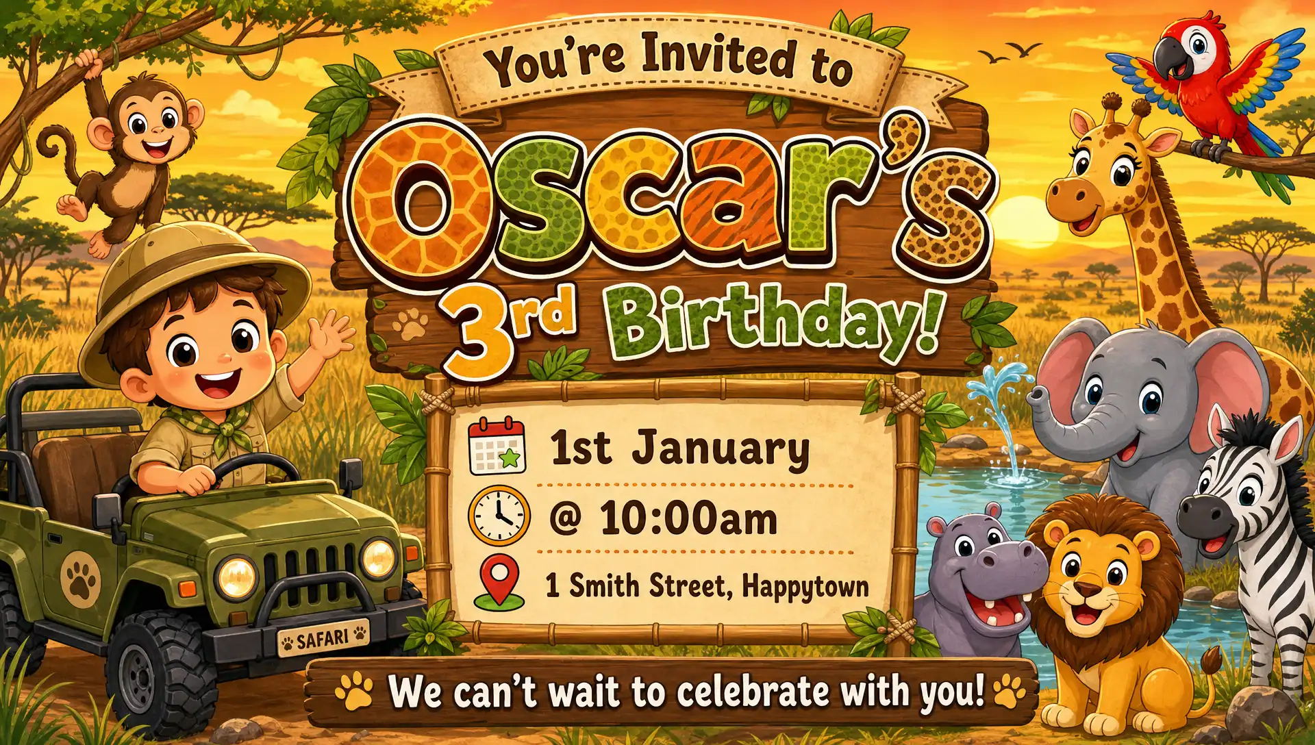 Safari theme invitation